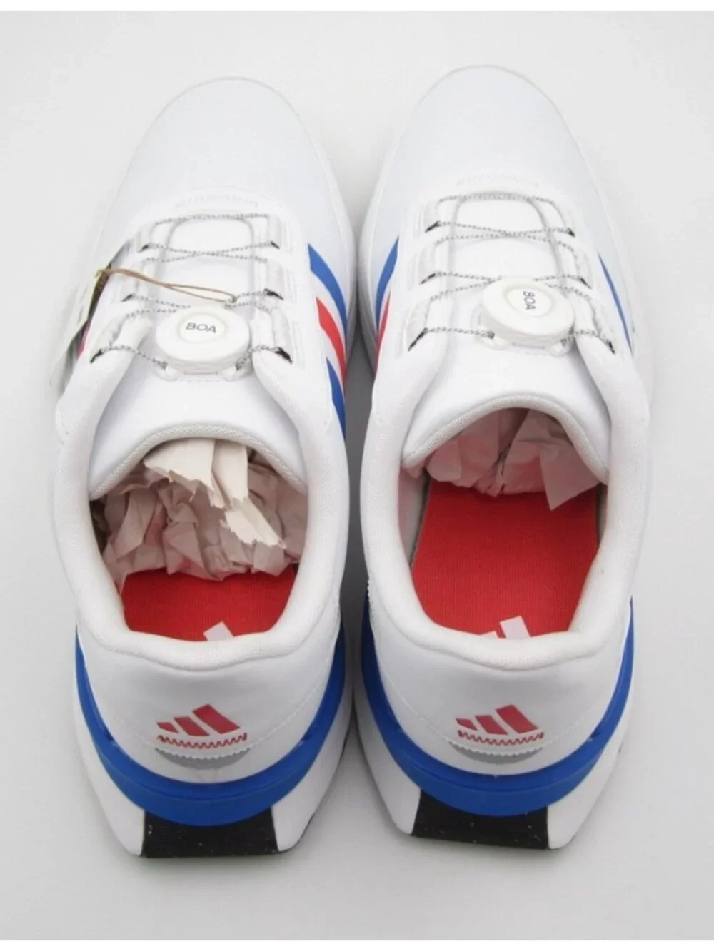 New Adidas Men S2G SL BOA 24 Spikeless White Blue Red Golf Shoes Sz 10US (F9)